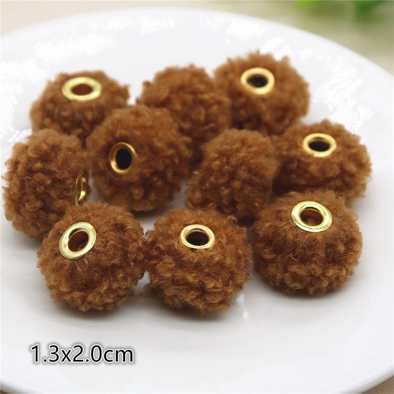 Wholesale 10PCS Straight Hole Teddy Fur Ball Beads Loose Beads Fabric Accessories